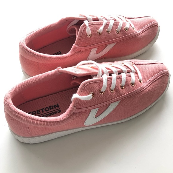 Tretorn Women's Nylite Blush Pink Rose Gold Canvas Lace-Up Sneakers - Picture 2 of 6